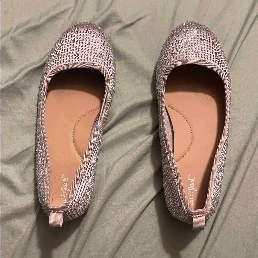 Cat & Jack Little Girl’s Sparkling Silver Flats